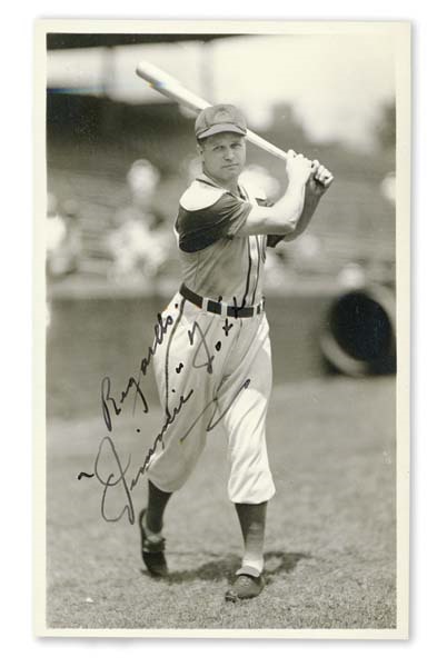 Sports Autographs - Jimmie Foxx Signed Photo Postcard by Burke