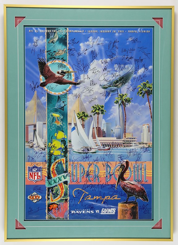 Football - Super Bowl 35 Greats Signed Poster (98)