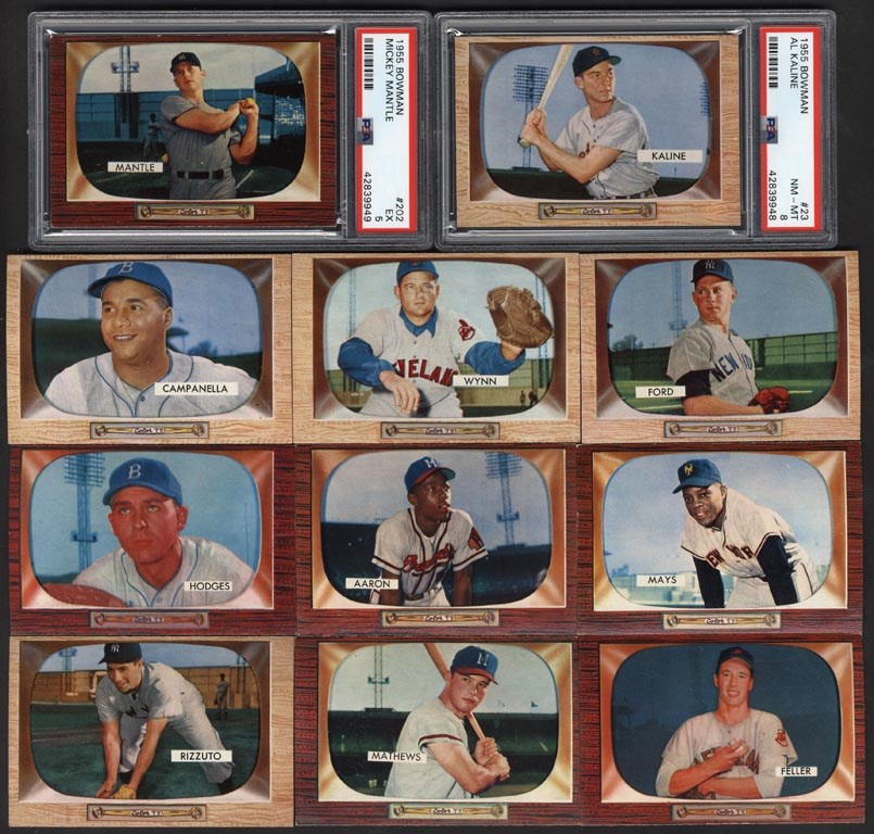 Baseball and Trading Cards - High Grade 1955 Bowman Baseball Near-Complete Set w/PSA Graded (318/320)