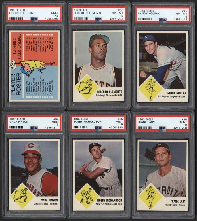 Baseball and Trading Cards - Superb 1963 Fleer Complete Set with Checklist PSA (67/67)