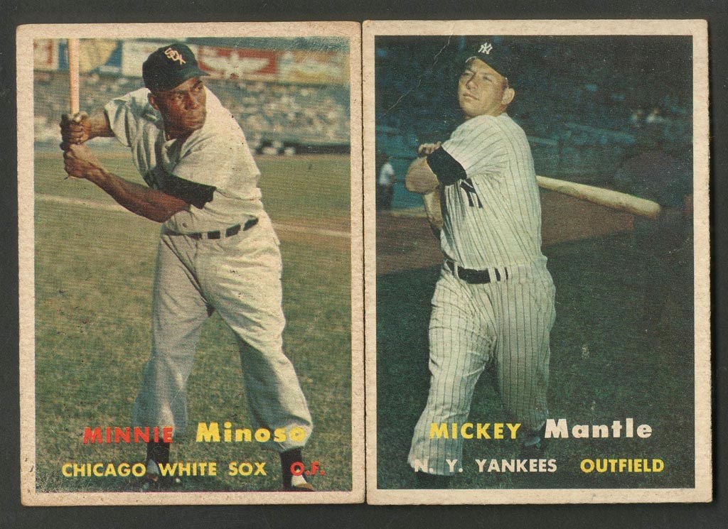 1957 Topps Mickey Mantle Card Plus One (2 cards total)