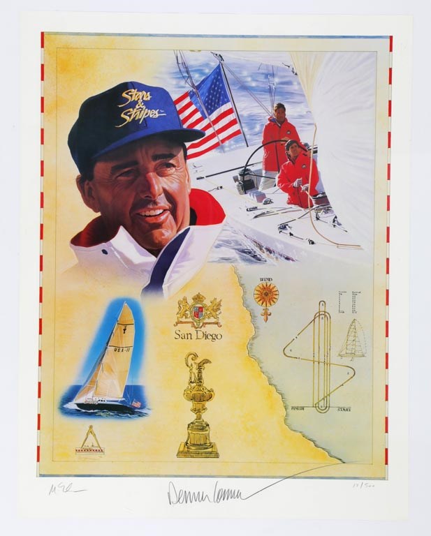 Olympics and All Sports - Limited Edition Signed Print of America's Cup Winner Stars and Stripes by Skipper Dennis Conner