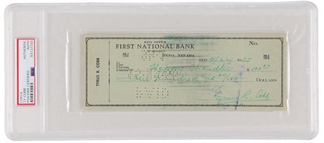 - 1955 Ty Cobb Signed Contribution Check to Happy Chandler for Political Campaign (PSA)