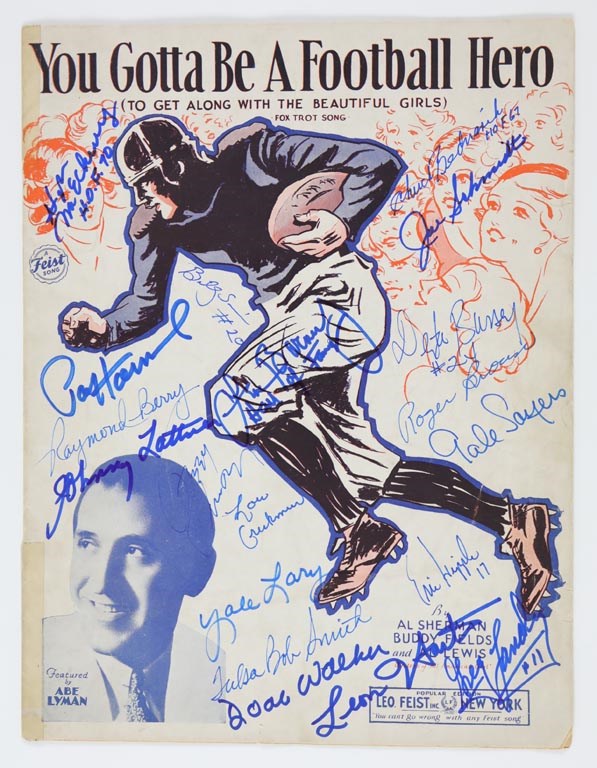 1933 "Football Hero" Sheet Music with Hall of Fame Autographs