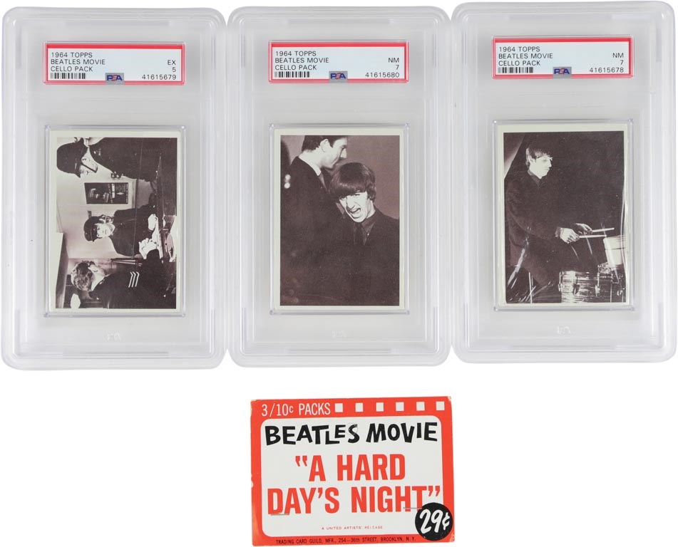1964 Topps Beatles Cello Packs w/Header Card