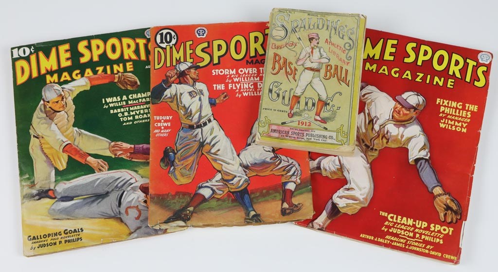 Tickets, Publications & Pins - Early Baseball Periodical Collection w/1912 Spalding's Baseball Guide & Dime Sports (4)