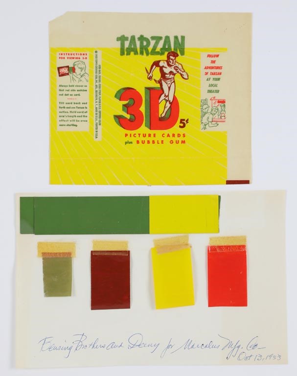 - 1953 Topps Tarzan Color Workup For 3D Wrapper w/ Original Wrapper
