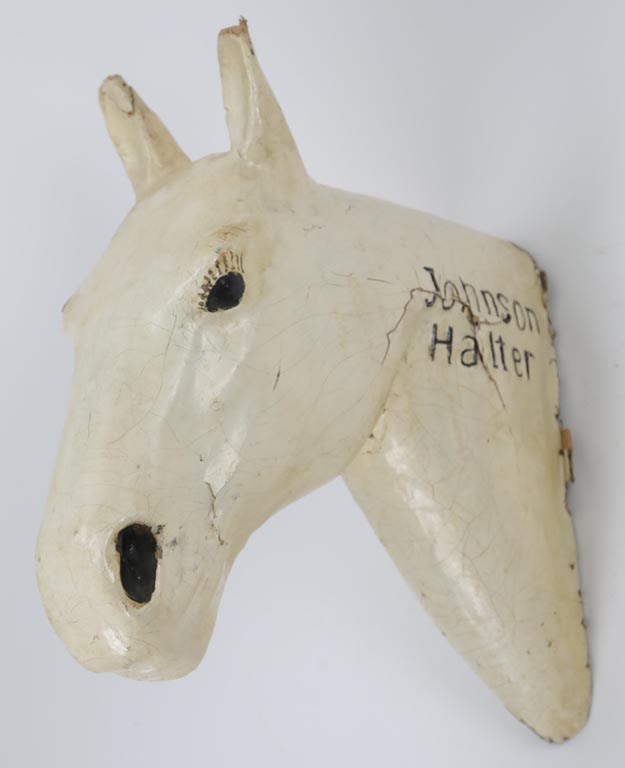 Circa 1900 Johnson Halter Figural Horse Head Trade Sign/Halter Holder.
