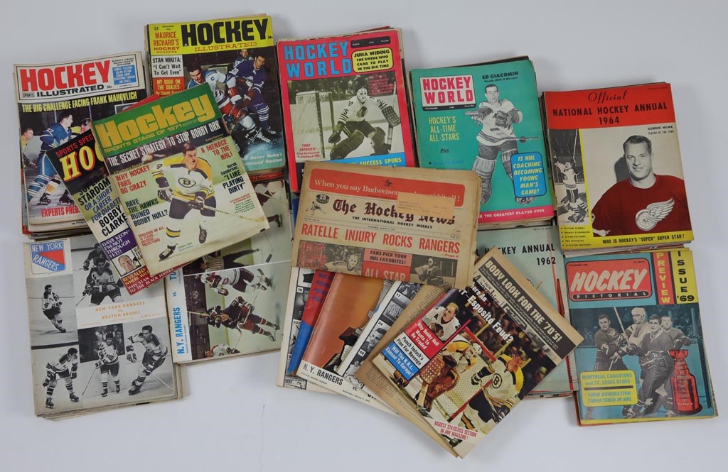 Tickets, Publications & Pins - 1962-72 Hockey Publications Lot of 85