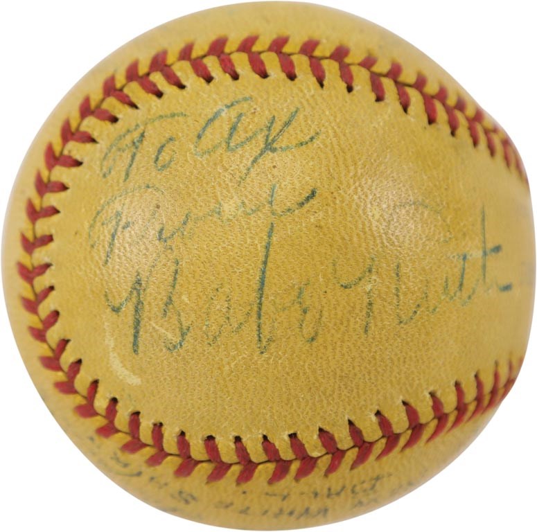 Ruth and Gehrig - Babe Ruth & "Called Shot" Umpire Signed Baseball (JSA LOA)