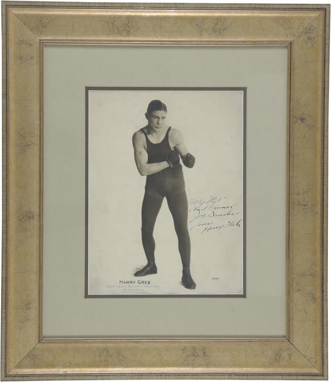 Muhammad Ali & Boxing - 1922-23 Harry Greb Signed Oversized Photograph to his Manager Joe Sanders