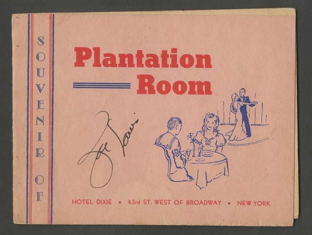 Memorabilia Boxing - 1945 Joe Louis Signed "Plantation Room" Photo Sleeve