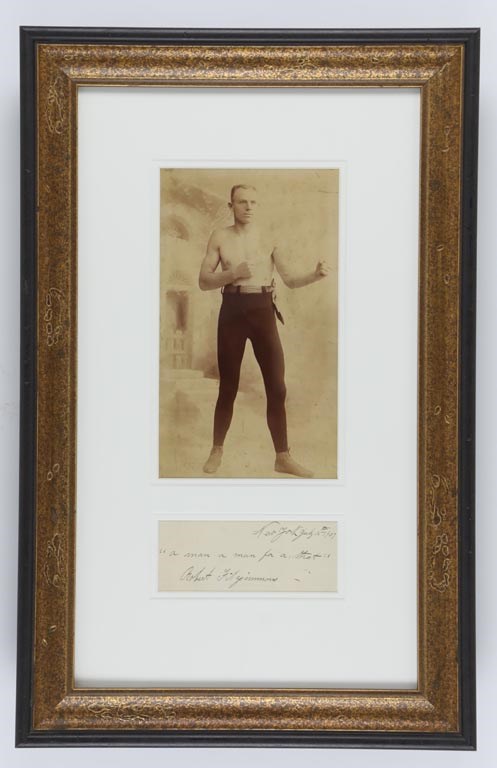 Muhammad Ali & Boxing - 1907 Robert Fitzsimmons Cut Signature Display