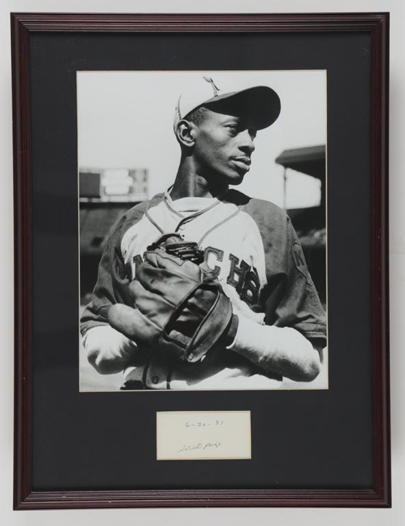 1981 Satchel Paige Signature Framed with Photo