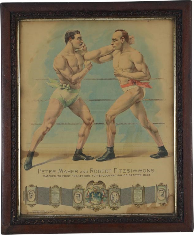 Muhammad Ali & Boxing - 1896 Fitzsimmons vs. Maher Police Gazette Print