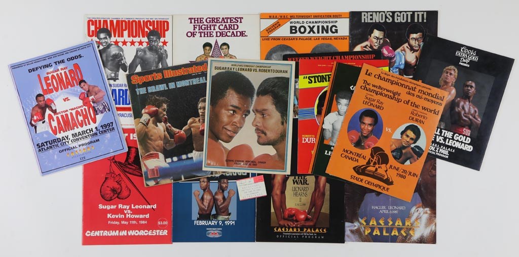 Muhammad Ali & Boxing - 1979-1997 Sugar Ray Leonard Fight Program & Ephemera Lot of 48