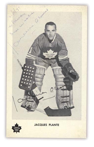 Frozen Ink - 1971 Jacques Plante Autographed Postcard