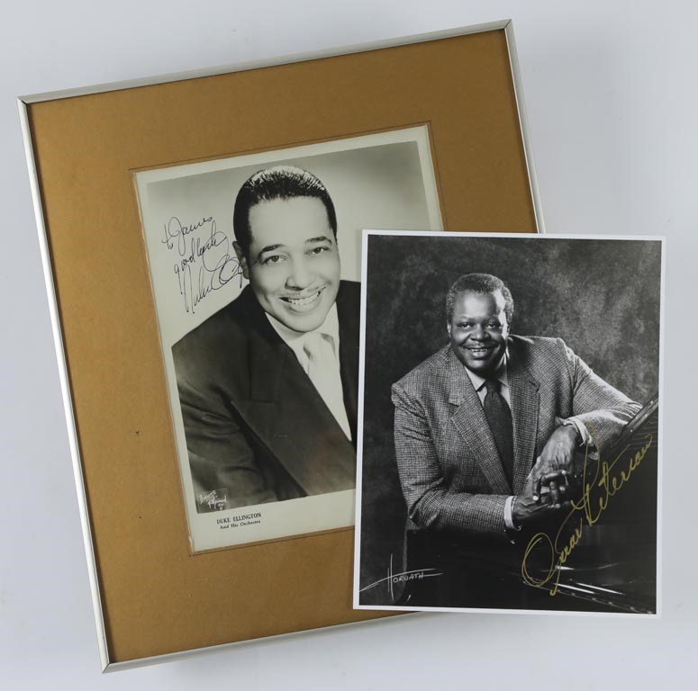 - Oscar Peterson Signed Photo and Duke Ellington Single Signed Photos