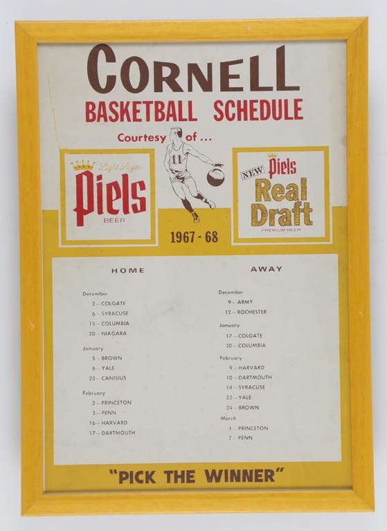 1967-68 Cornell Basketball Schedule Poster