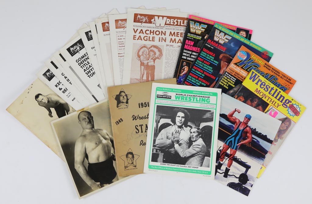 1928-94 Wrestling Autographs & Publications Lot of 36