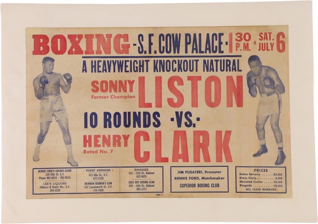 Muhammad Ali & Boxing - 1968 Sonny Liston vs. Henry Clark On-Site Fight Poster