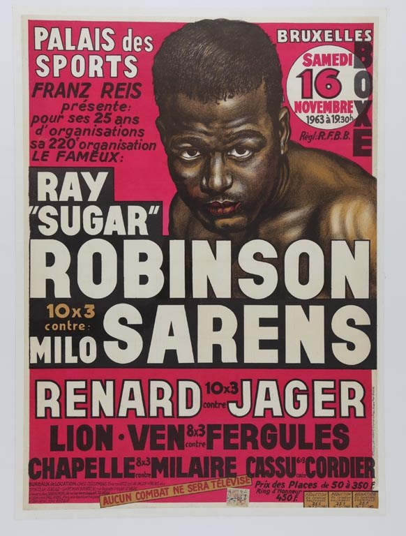 - 1963 Sugar Ray Robinson vs Emiel Sarens On-Site Fight Poster