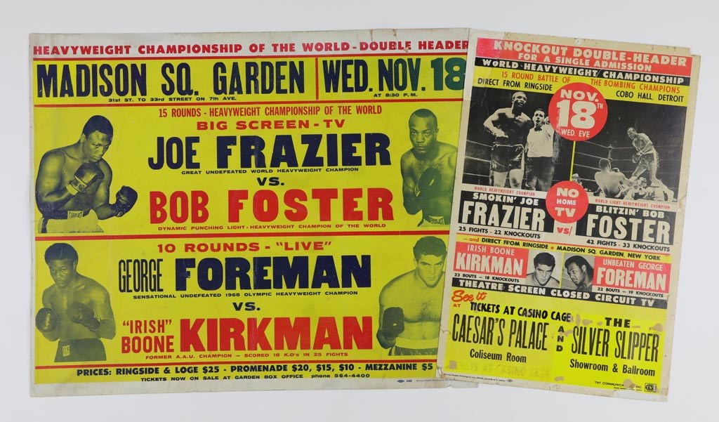 Muhammad Ali & Boxing - 1970 Joe Frazier vs Bob Foster & George Foreman vs Boone Kirkman Lot of 2