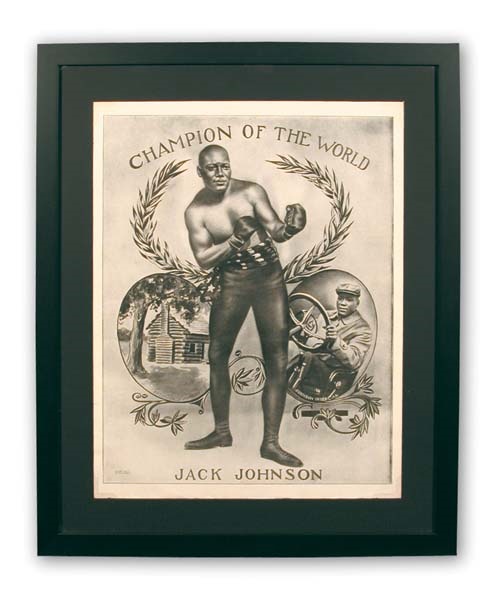 Muhammad Ali & Boxing - 1909 Jack Johnson “Champion” Print (22x26” framed)