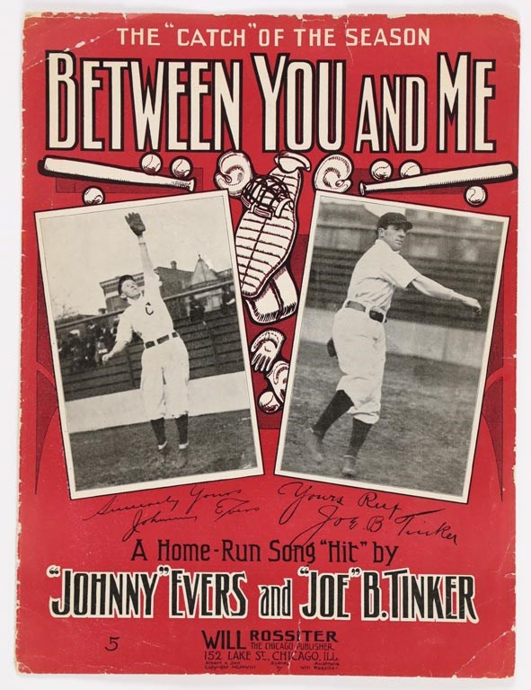 Baseball Memorabilia - 1908 Johnny Evers and Joe Tinker Sheet Music