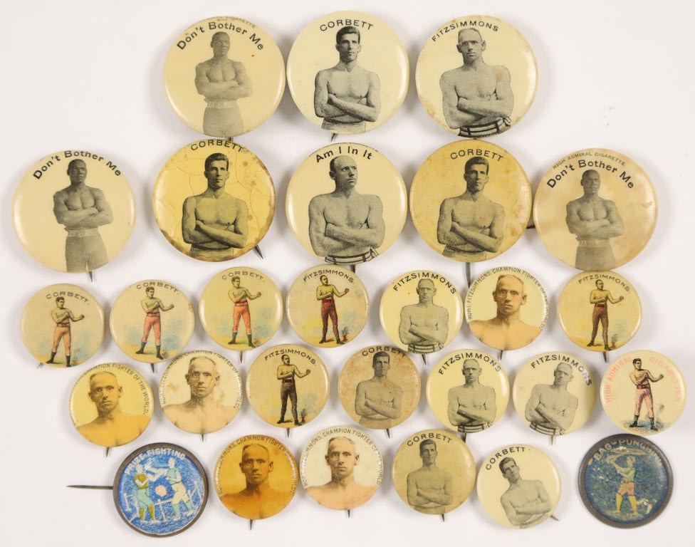 1890's Boxing Pin Back lot of 28