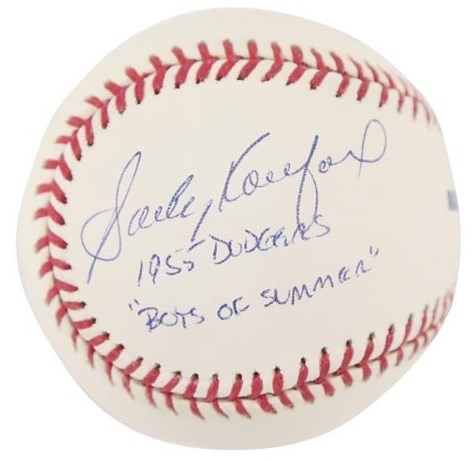 Jackie Robinson & Brooklyn Dodgers - 2000s Sandy Koufax Single-Signed & Inscribed "Boys of Summer" Baseball