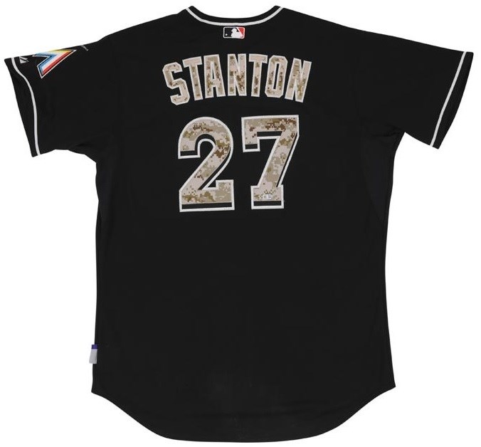 Baseball Equipment - 5/26/14 Giancarlo Stanton Miami Marlins Memorial Day Game Worn "Home Run" Jersey (Photo-Matched & MLB Auth.)