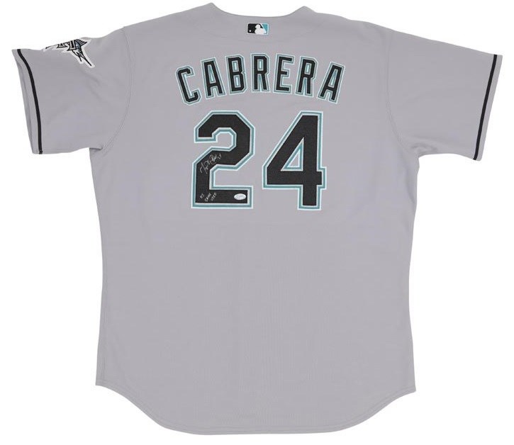 Baseball Equipment - 2005 Miguel Cabrera Florida Marlins Signed Game Worn Away Jersey (Cabrera Holo)