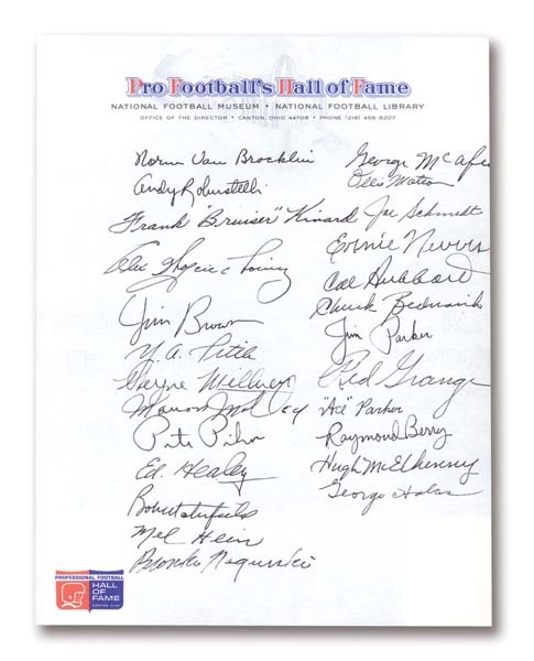 Late 1960’s Football Hall of Fame Signed Sheet (8.5x11”)