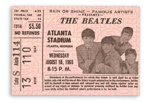 Beatles Tickets - August 18, 1965 Ticket