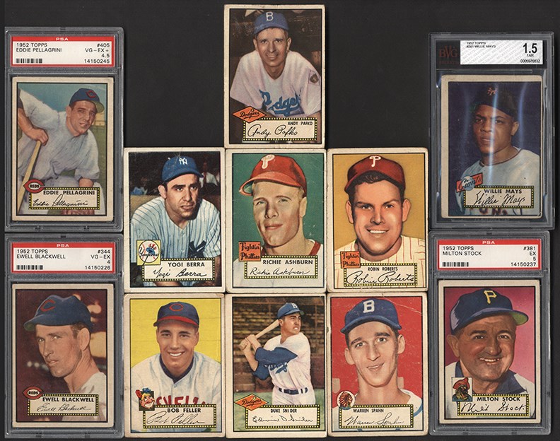 Baseball and Trading Cards - 1952 Topps Near-Complete Set with 27 PSA Graded (369)