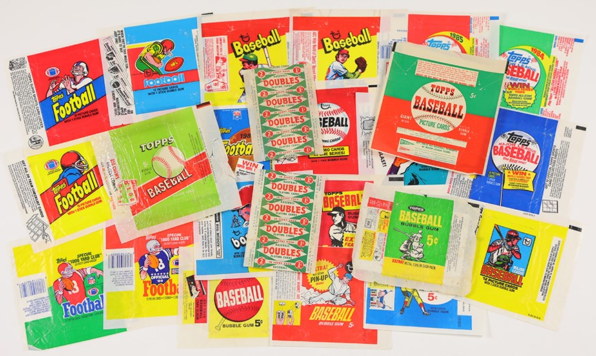 Baseball and Trading Cards - Baseball & Football Wrapper Collection with 1952 Topps (90+)