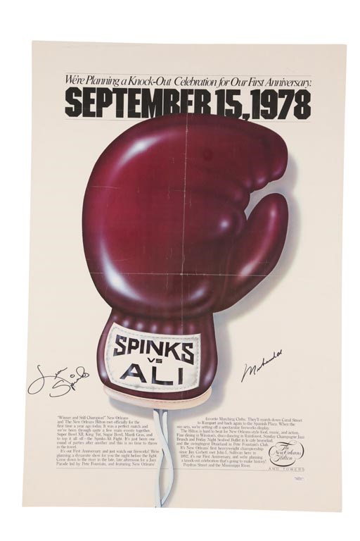 Muhammad Ali & Boxing - 1978 Ali vs. Spinks II Fight Poster Signed by Both Fighters