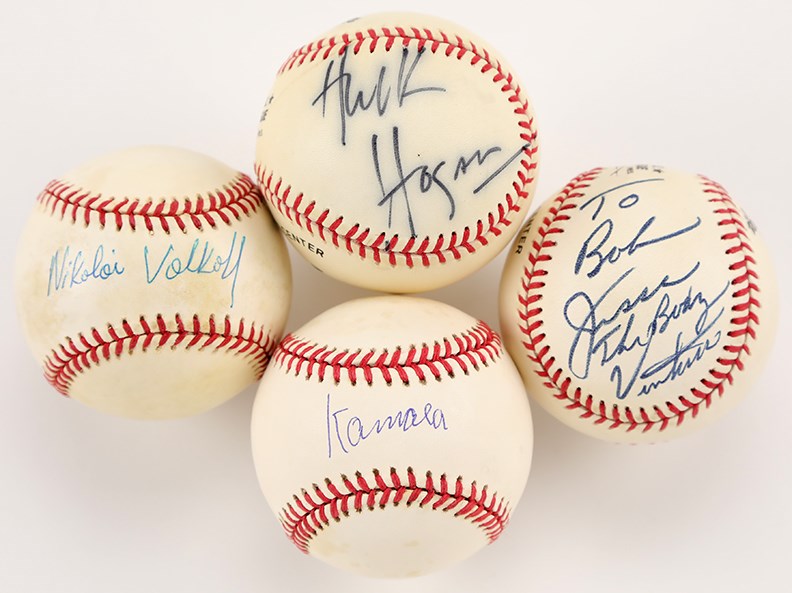Baseball Autographs - 1990s Pro Wrestlers Single Signed Baseballs Lot of 4