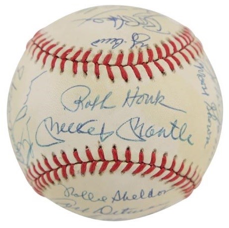 1961 World Champion New York Yankees Reunion Team Signed Baseball (PSA)