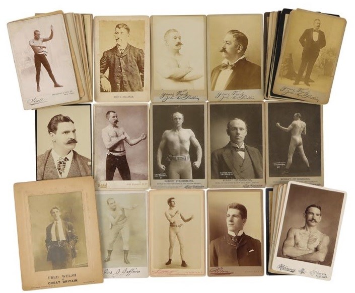 1880s-1910s Boxing Cabinet Cards Lot of 130