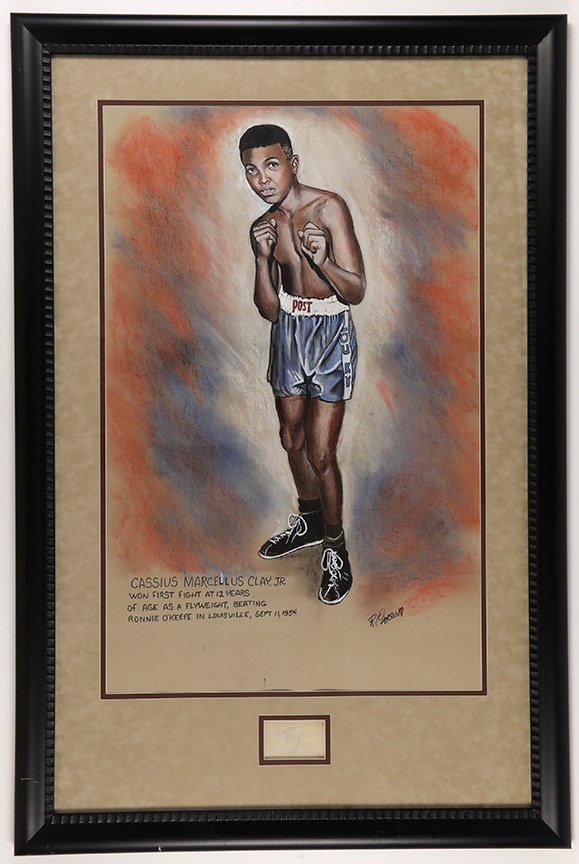 Muhammad Ali & Boxing - Young Cassius Clay Artwork by R. Carson with Vintage Clay Signature