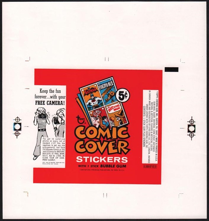 1970 Topps Comic Covers Stickers Proof Wrapper (Topps Vault COA)