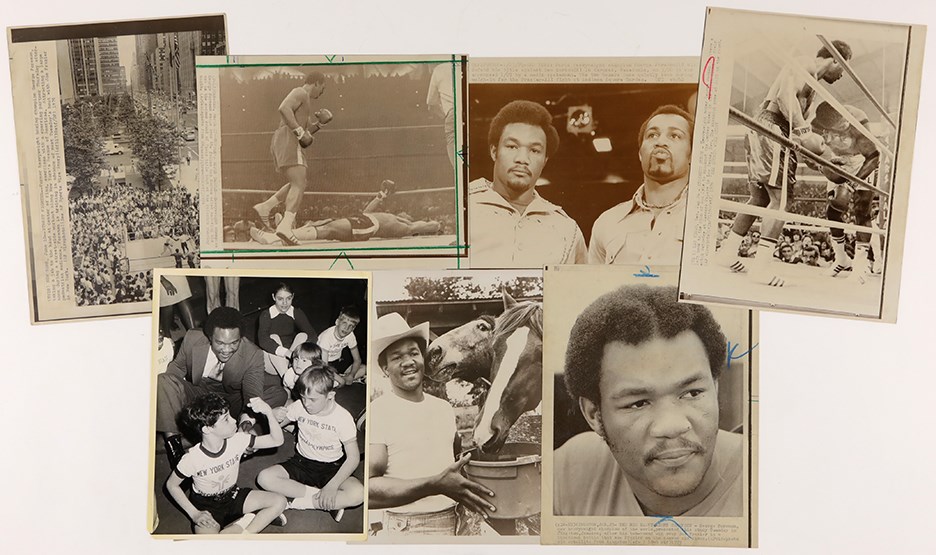 Muhammad Ali & Boxing - 1968-76 George Foreman Original News Photographs Lot of 30