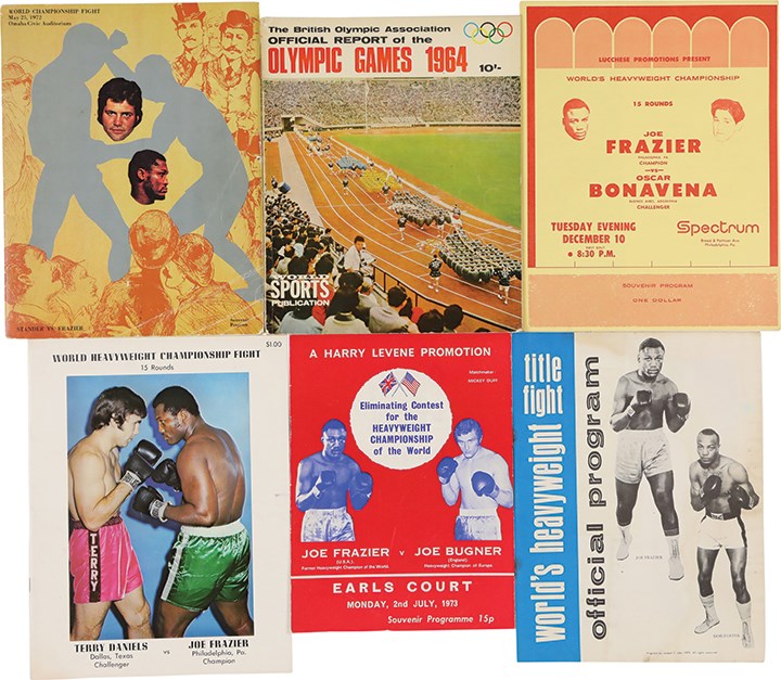Muhammad Ali & Boxing - 1964-73 Joe Frazier On-Site Fight Programs & Ephemera (6)