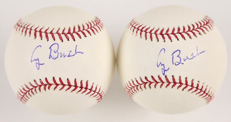 Baseball Autographs - George Bush Signed Baseballs (2)