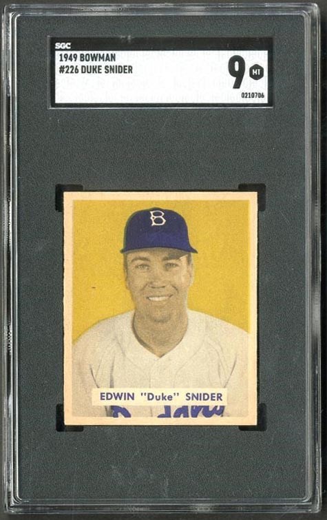 Baseball and Trading Cards - 1949 Bowman #226 Duke Snider Rookie (SGC MINT 9)