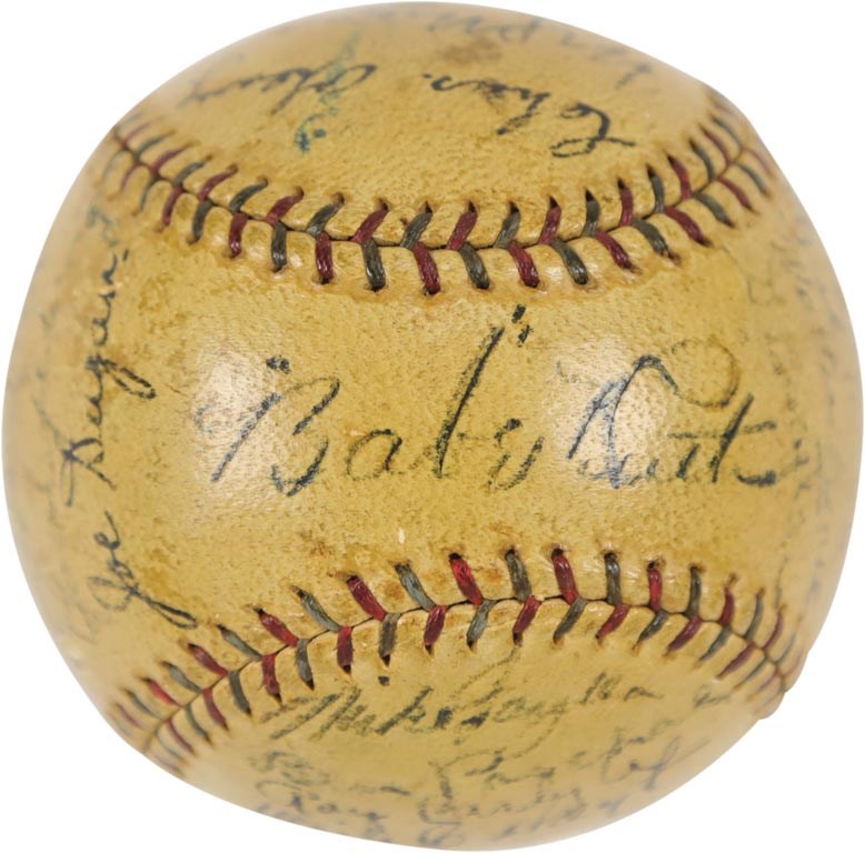 1926 New York Yankees American League Team Signed Baseball from Player Myles Thomas (PSA)