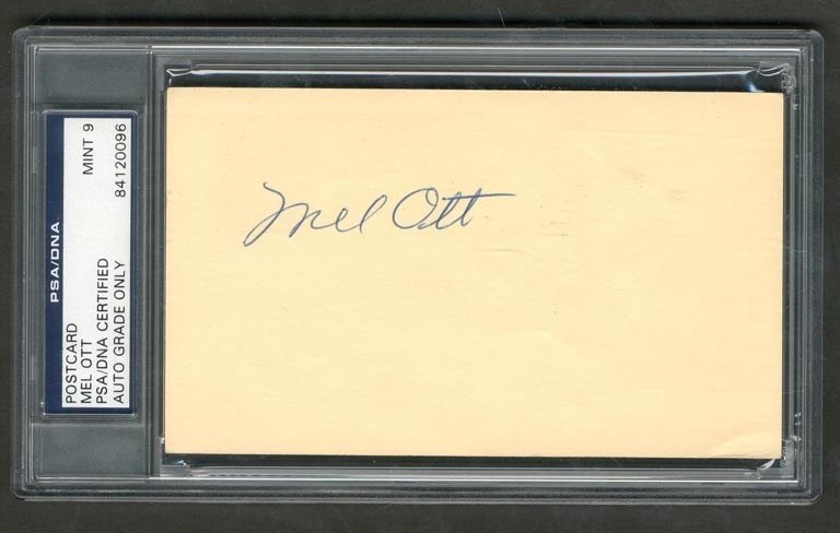 1956 Mel Ott Signed Government Postcard (PSA MINT 9)