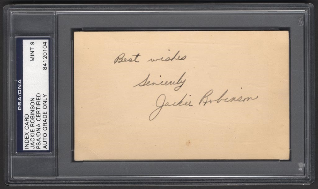Jackie Robinson & Brooklyn Dodgers - High Grade Jackie Robinson Index Card (PSA MINT 9)
